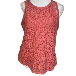 Ann Taylor, Women's Coral Lace Sleeveless Top, Size M